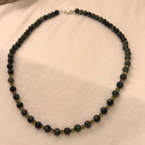 Kambaba Jasper, Pearl and Sterling Silver Necklace - Picture 2 of 8